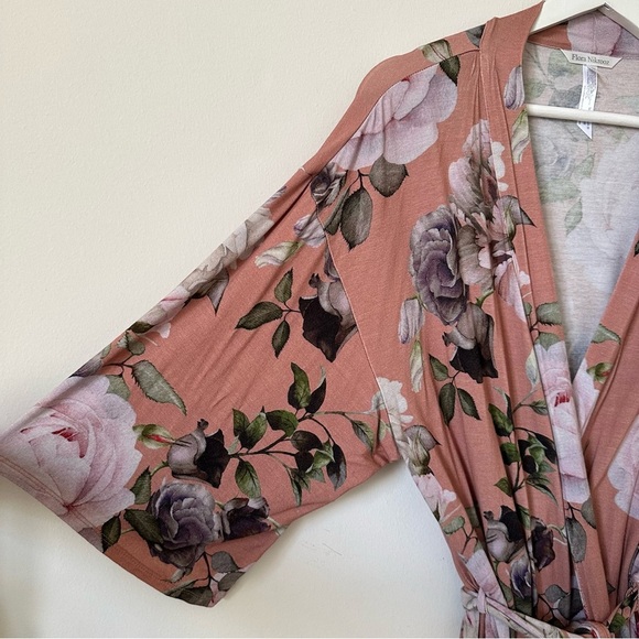 Flora Nikrooz Floral Knit Robe In Dusty Pink Size M - Picture 7 of 9